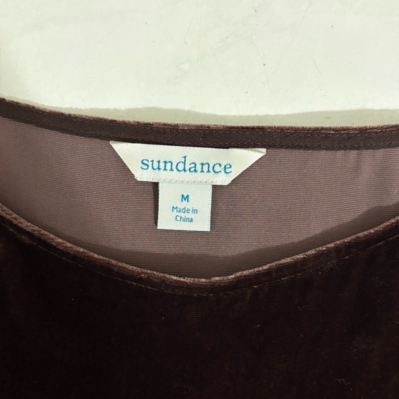 Sundance Size Medium Brown Velvet Short Sleeve Shirt Relaxed Boho Modest Hippie - Picture 4 of 6